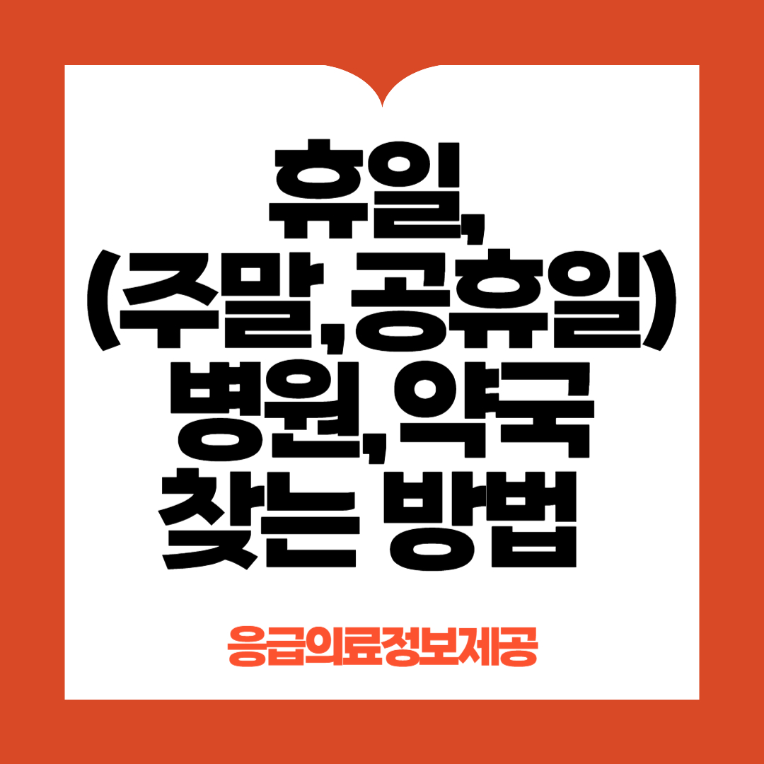 휴일 병원 약국 찾는 방법