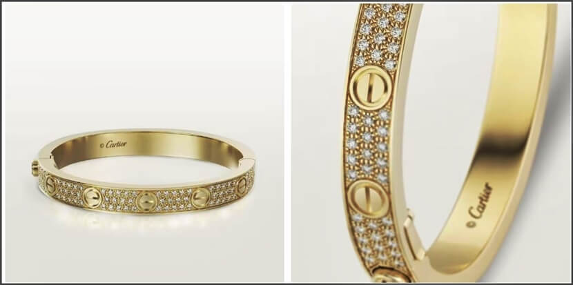 골드색 파베 러브팔찌