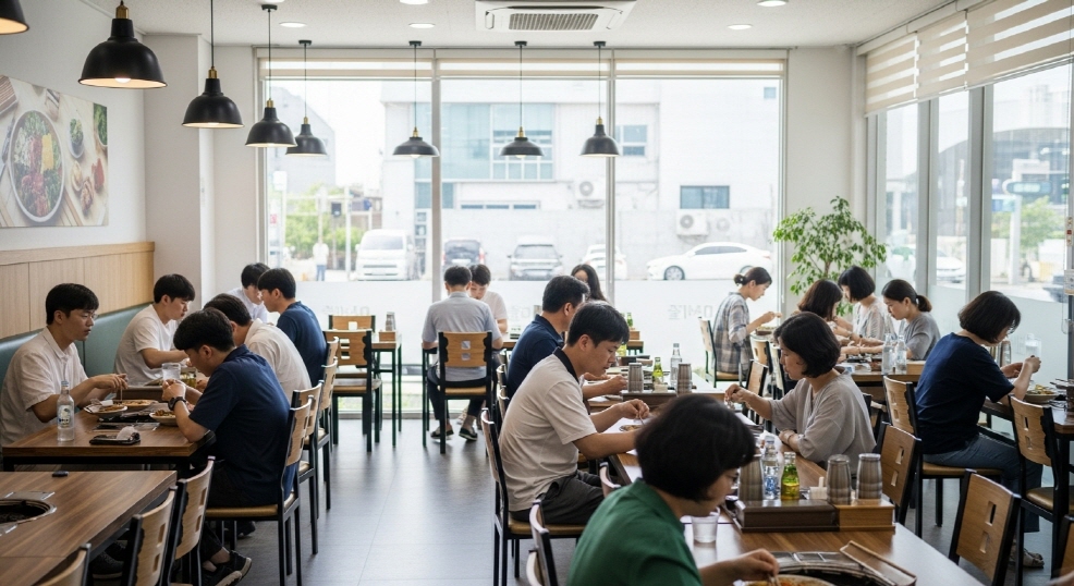 지역 음식점을 가득 채운 손님들