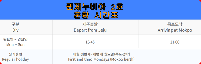 제주에서 목포가는 배편