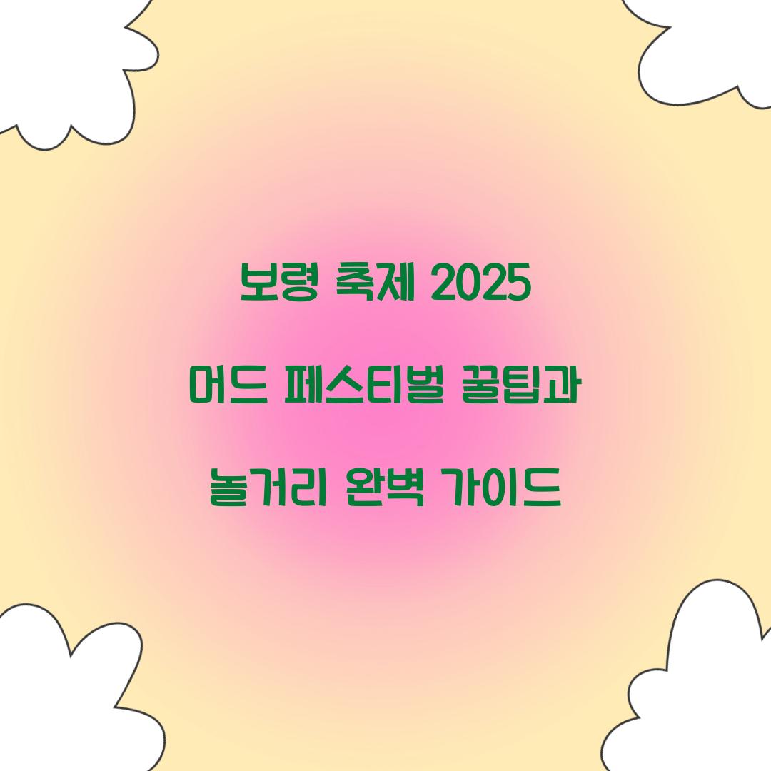 보령 축제 2025 머드 페스티벌