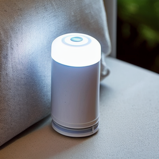 소파 위에 놓여진 회색의 모기향 기계