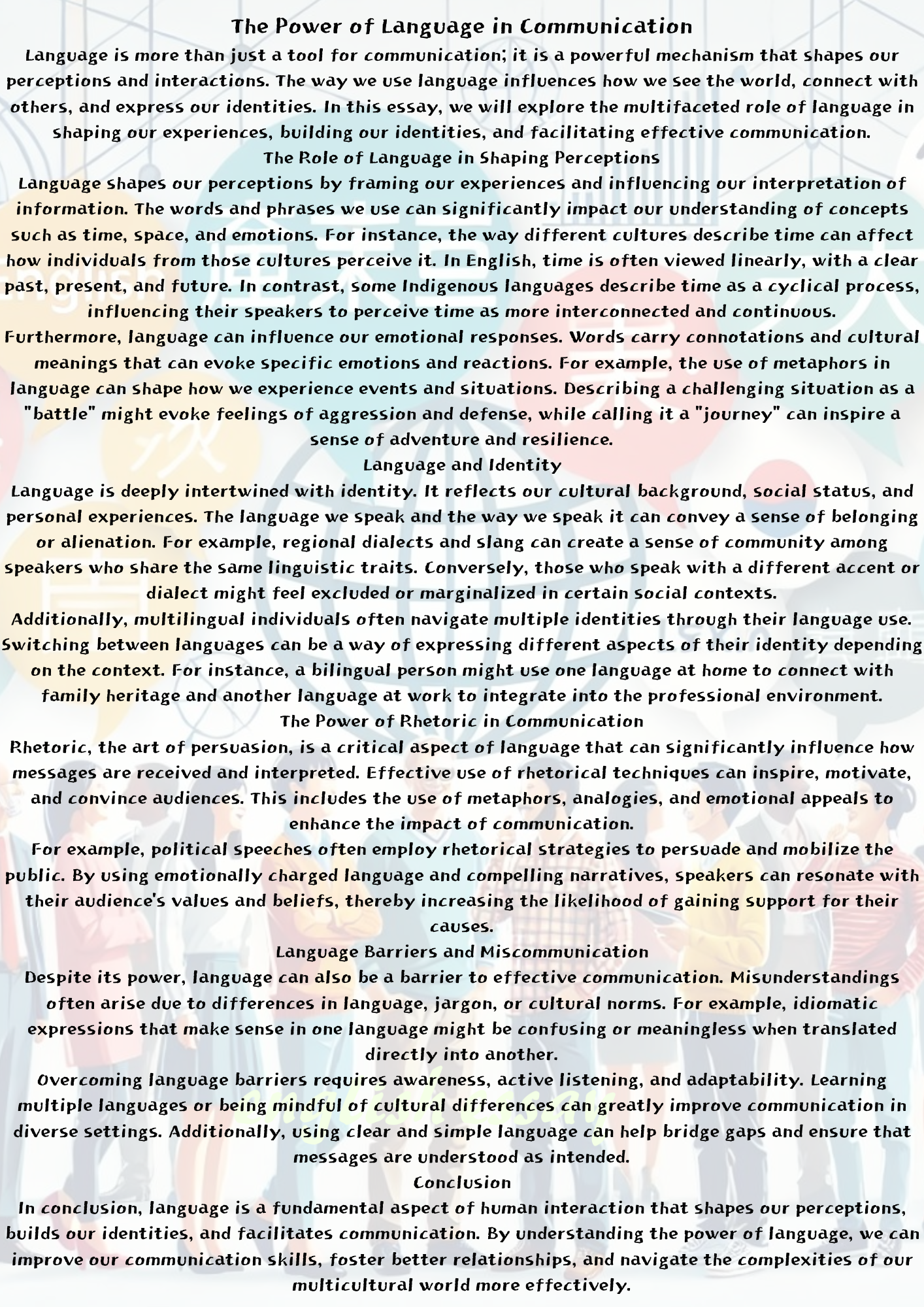 How to Write an Essay on &quot;The Power of Language in Communication&quot; &quot;언어의 힘이 커뮤니케이션에 미치는 영향&quot;에 관한 에세이 쓰는 방법