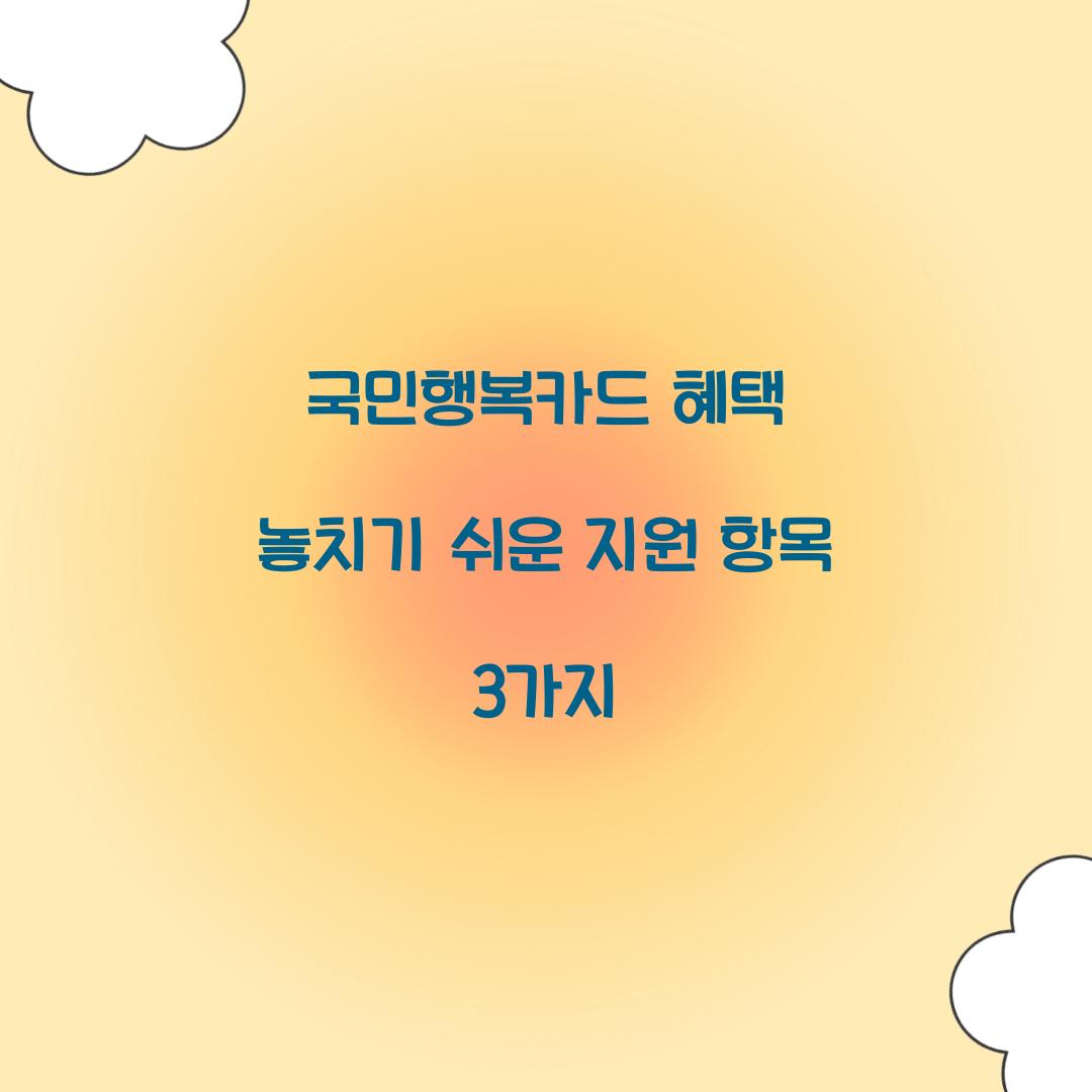 국민행복카드 혜택 놓치기 쉬운 지원 항목 3가지