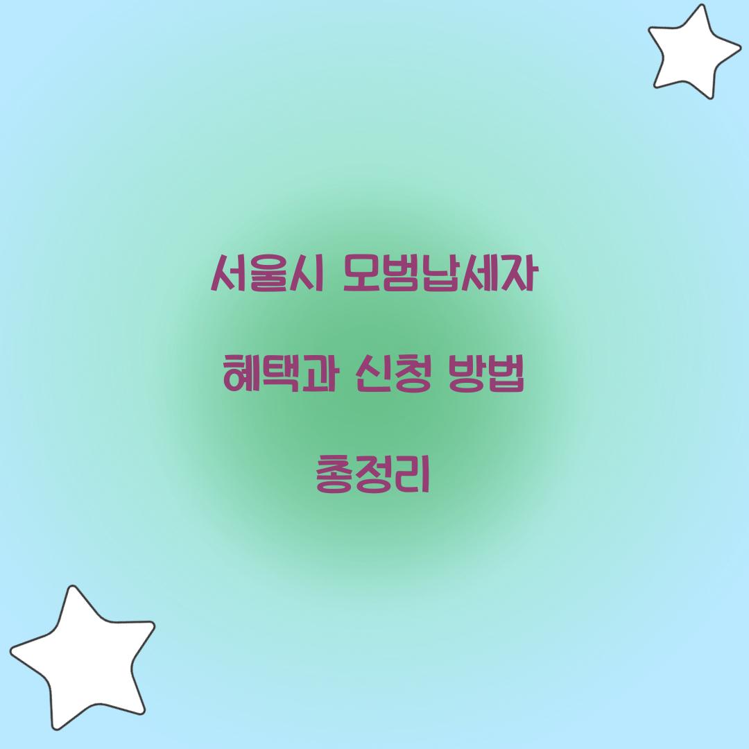 서울시 모범납세자 혜택