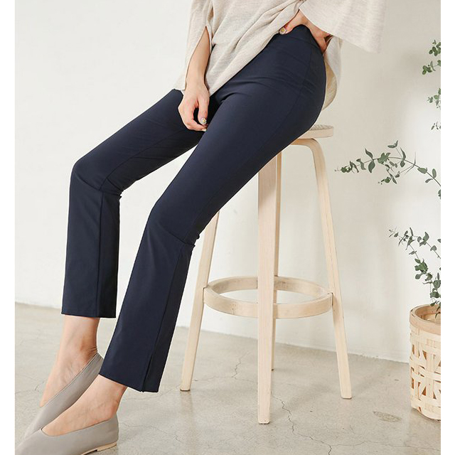 가을슬랙스 밴딩 옆트임 여자냉장고바지 면스판 키작녀 나팔바지 8부 9부 고무줄 세미 부츠컷슬랙스