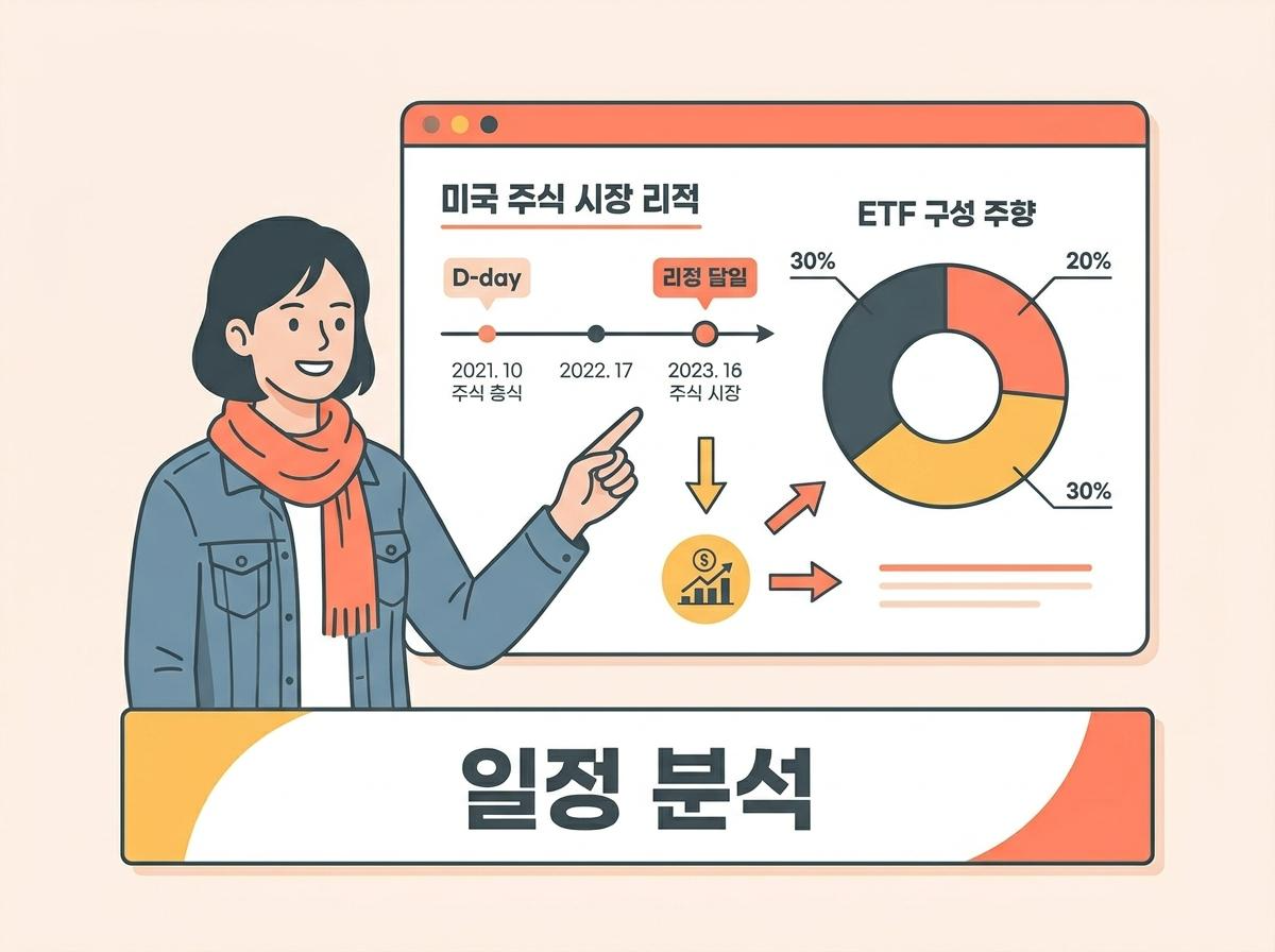 미국의 공모주 청약 절차와 국내 투자자를 위한 간접 투자 상품 구성 비중 차트