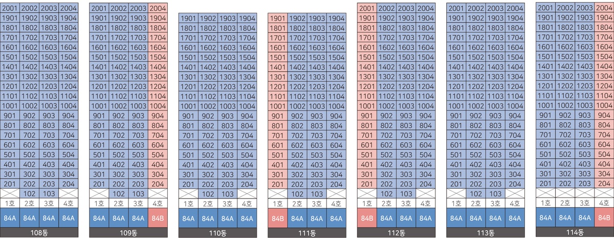 힐스테이트 첨단센트럴 동・호수 층별 배치도-2