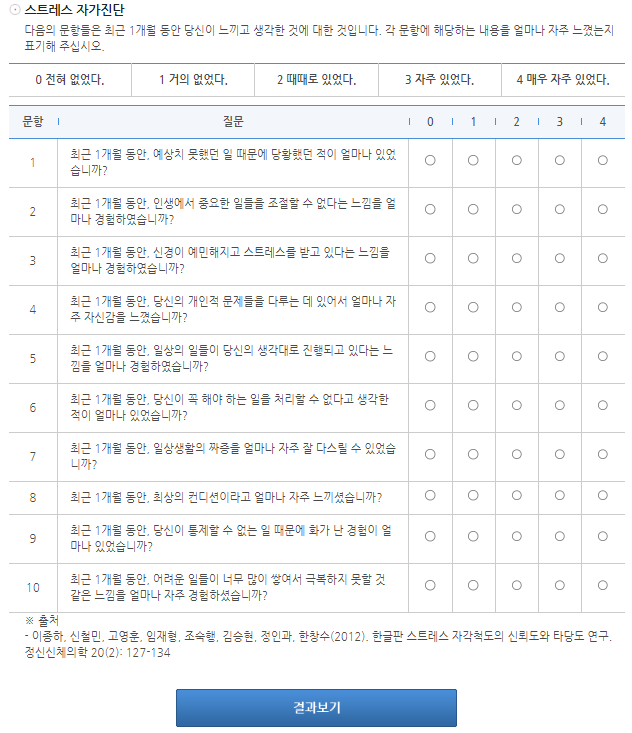 스트레스 자가 진단 테스트