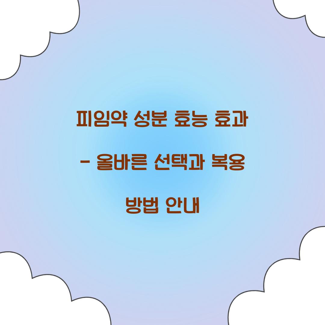 피임약 성분 효능 효과