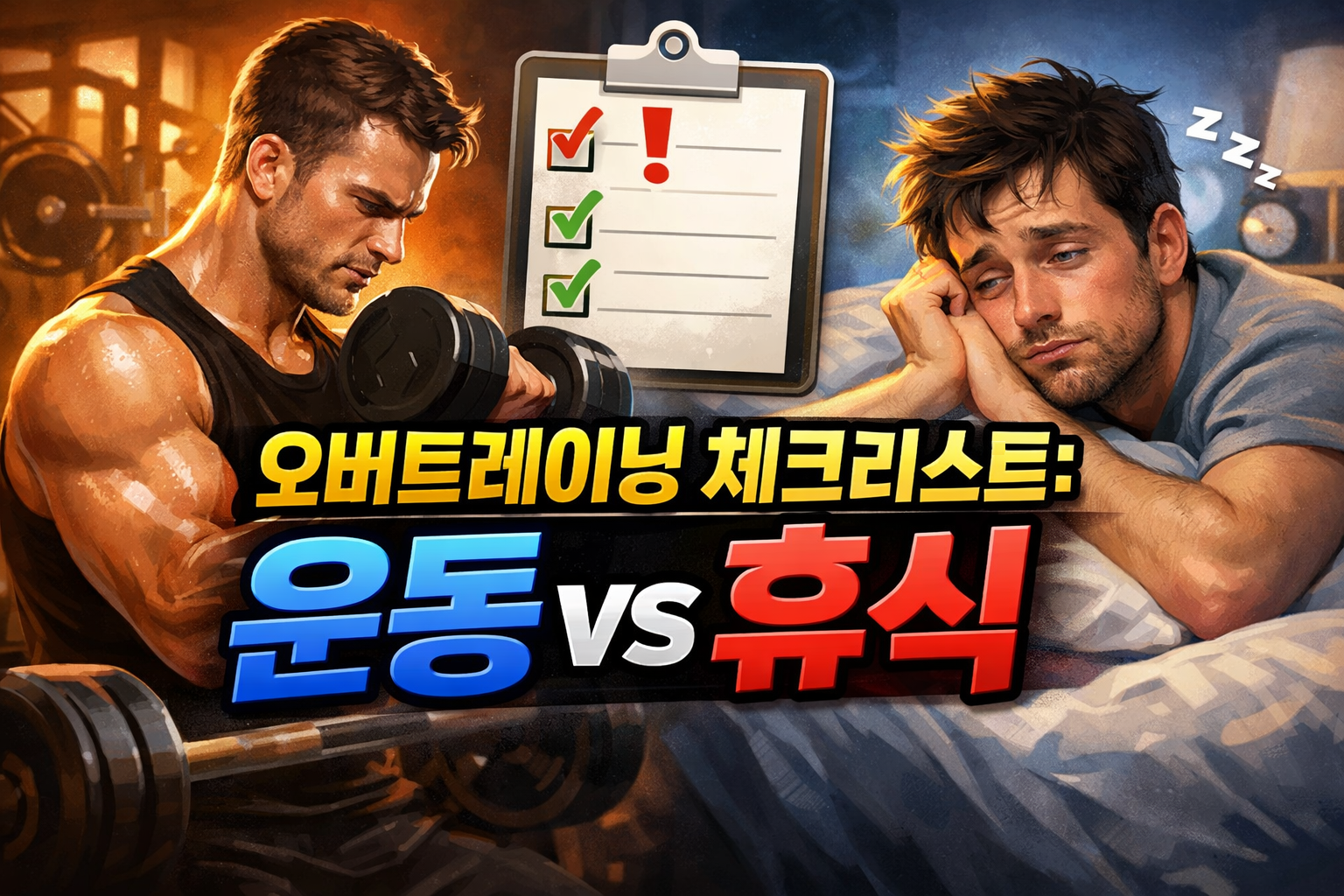 불금 운동 시 오버트레이닝 신호를 기준으로 운동과 휴식을 비교한 이미지