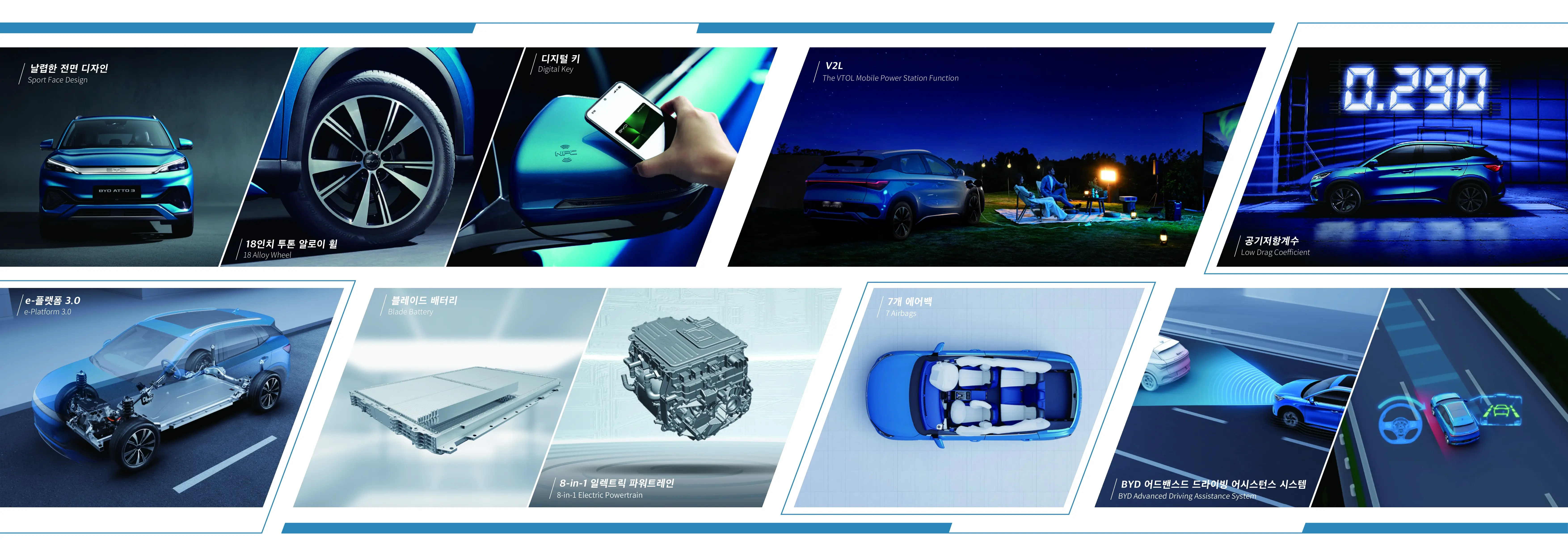 BYD 전기차 아토3 차량 다양한 기능 정보 이미지