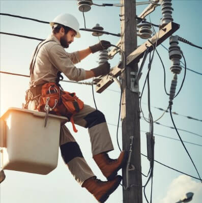 전선을 수리하는 전기공