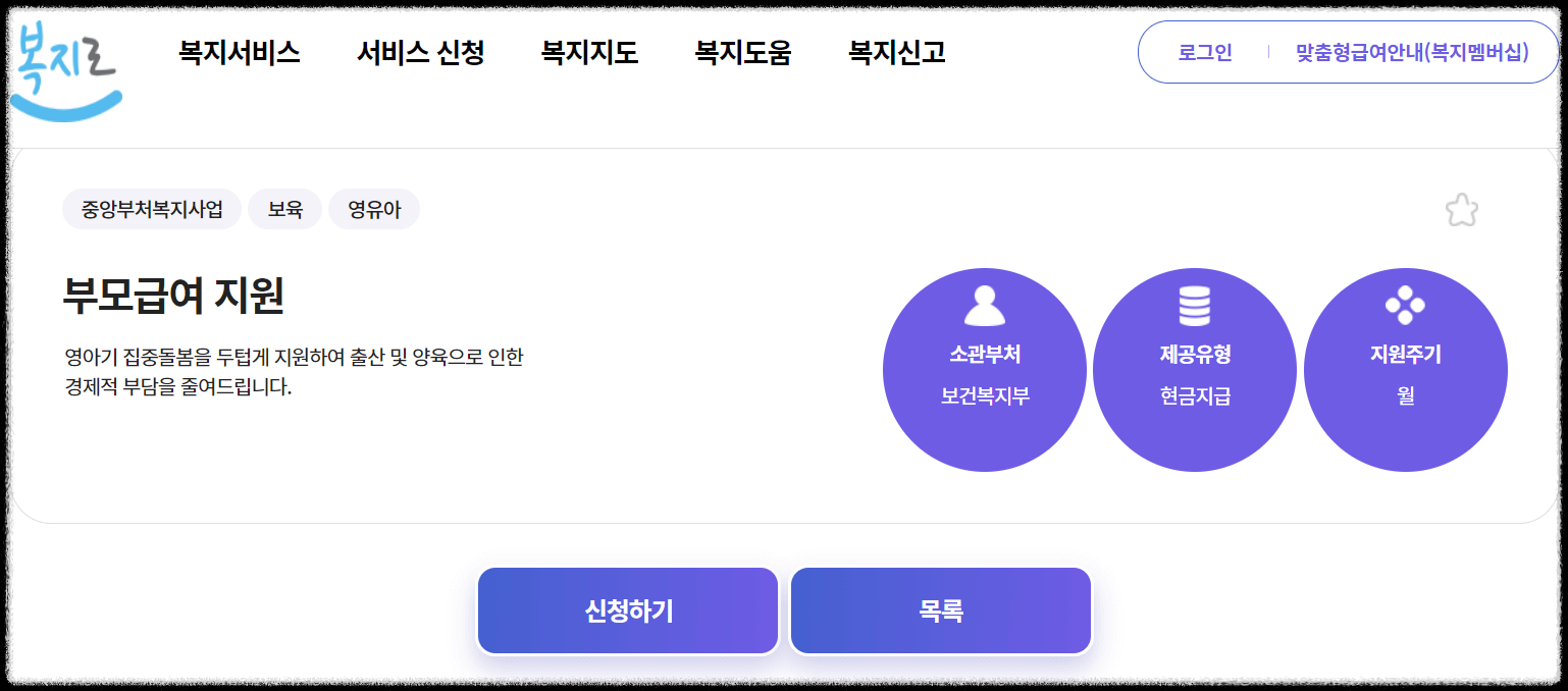 부모급여 신청방법, 지급시기, 자격조건