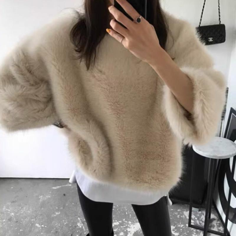 슈팅스타 루즈핏 오버핏 인조퍼 페이크퍼 앙고라 맨투맨