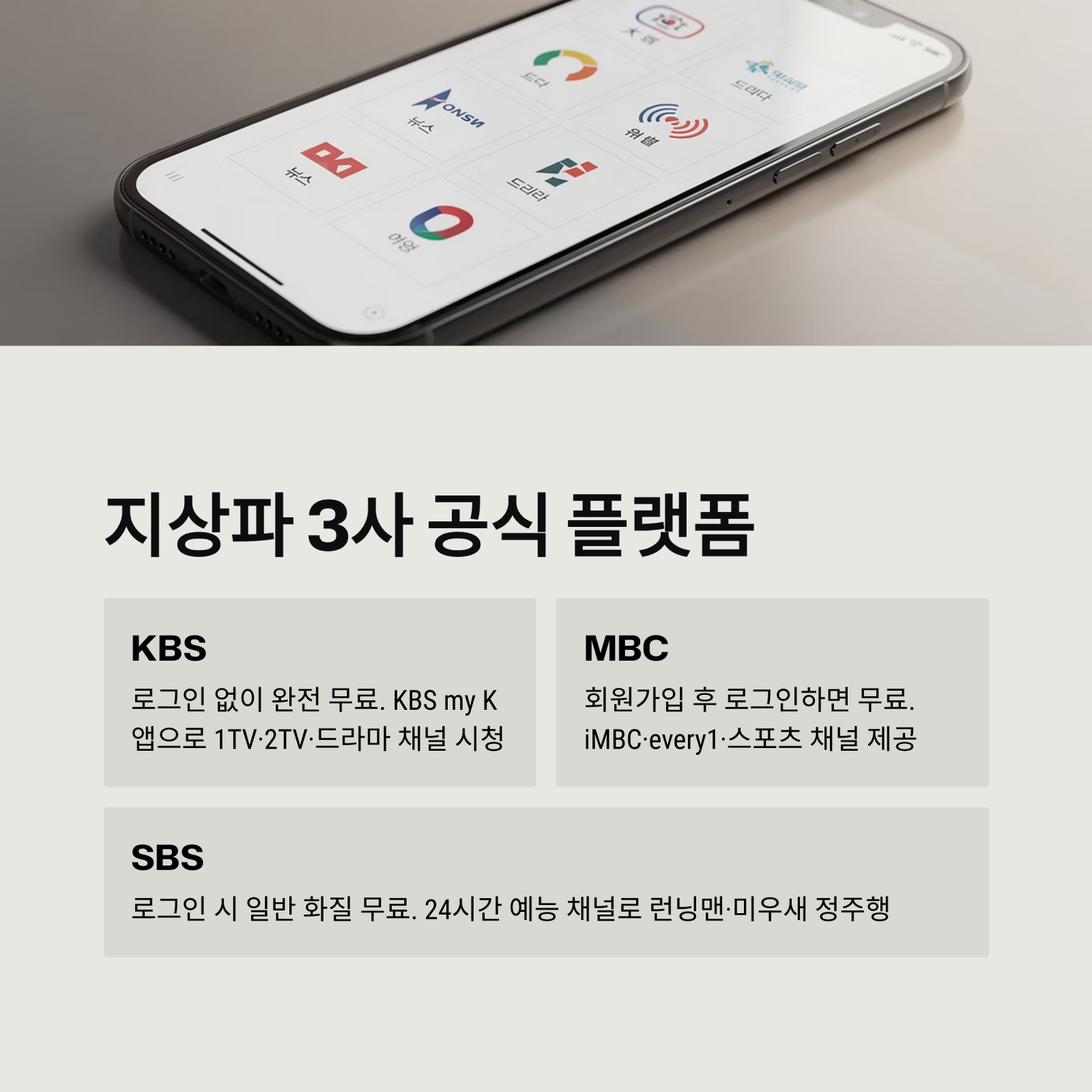 지상파 3사 공식 플랫폼