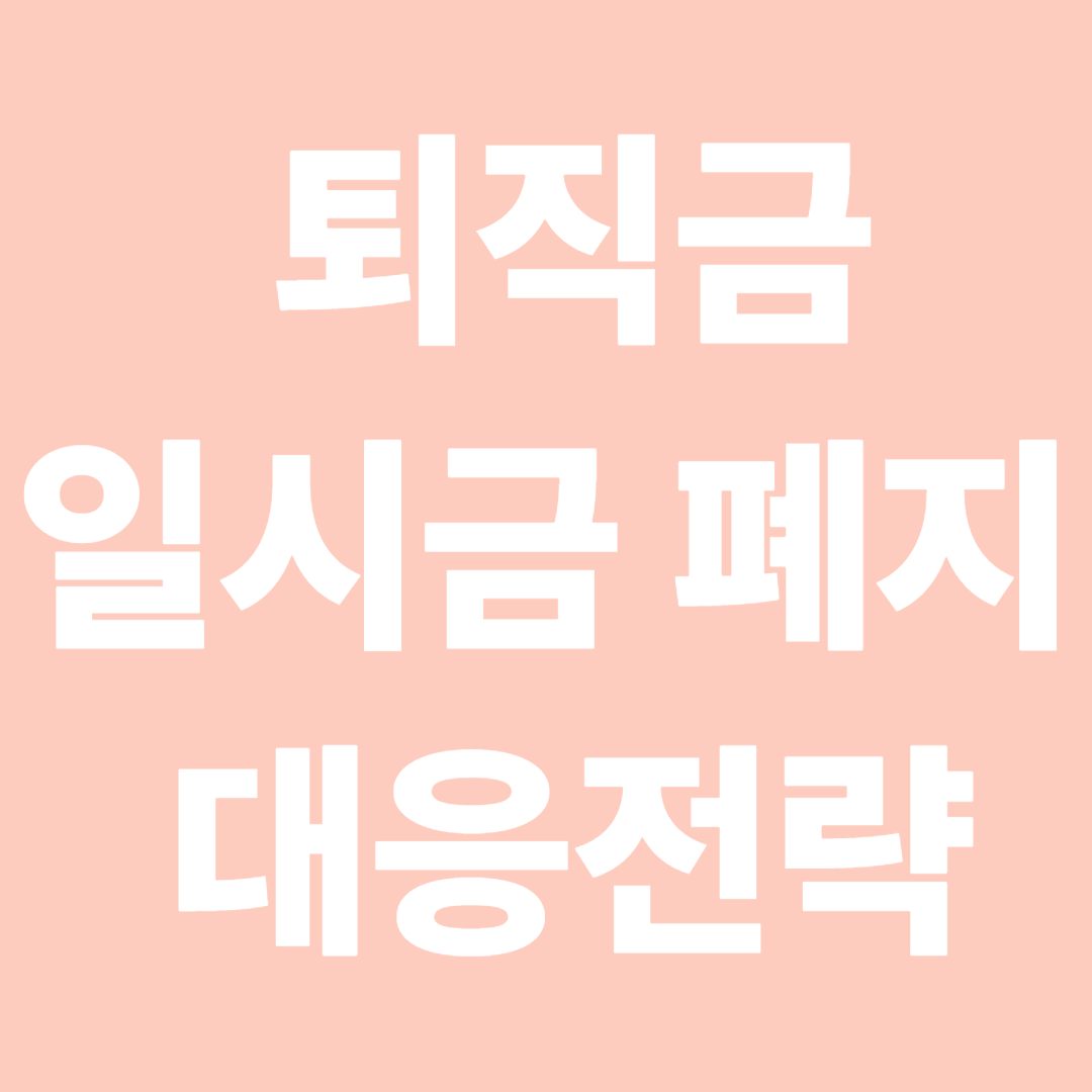 퇴직금 일시금 폐지 대응전략