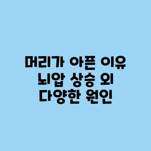 머리가 아픈 이유 뇌압 상승 외 다양한 원인