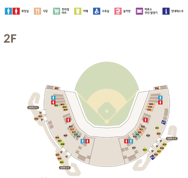 잠실 야구장의 화장실 위치