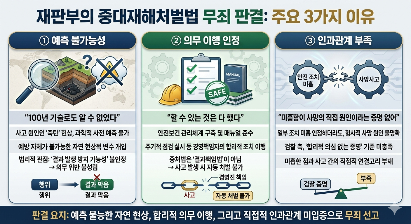중대재해처벌법 대한석탄공사 무죄판결 사례 이유
