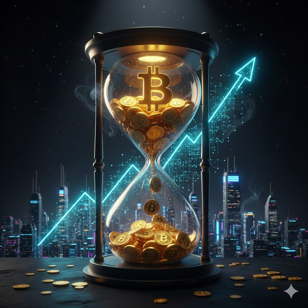 비트코인 반감기와 희소성을 상징하는 이미지