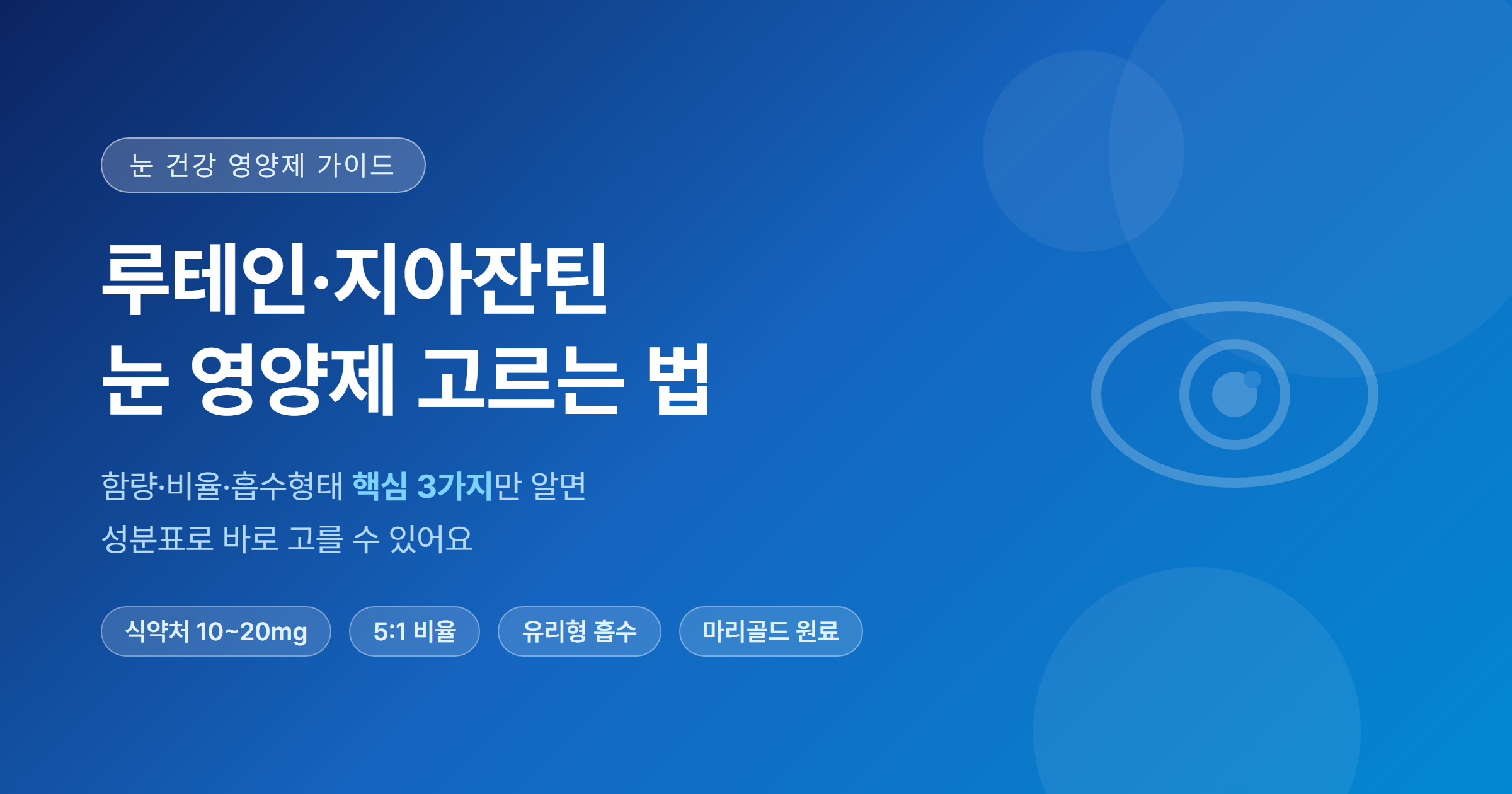 루테인 지아잔틴 눈 영양제 고르는 법 &ndash; 함량&middot;비율&middot;흡수형태 핵심 정리
