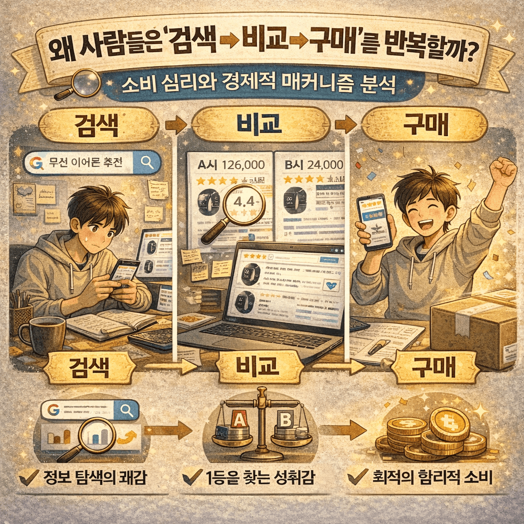 왜 사람들은 검색하고 비교하다가 결국 산 걸 또 산다? 소비 심리의 핵심 구조