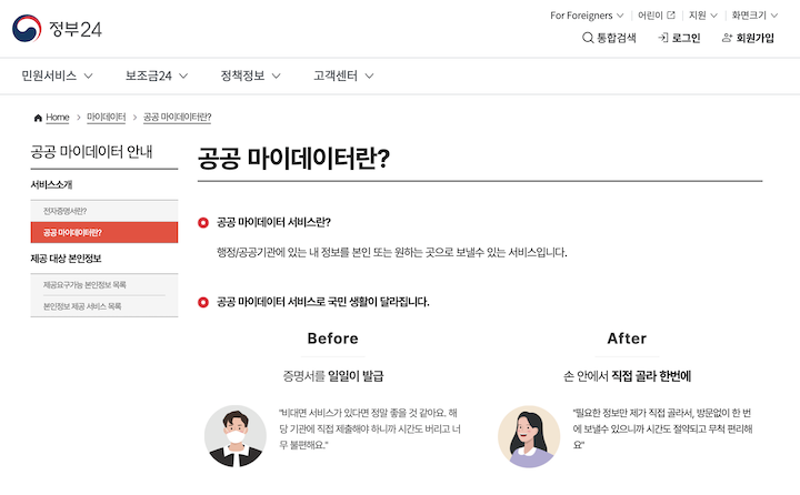 " 공공 마이데이터" 클릭 한 번으로 서류제출 끝!!