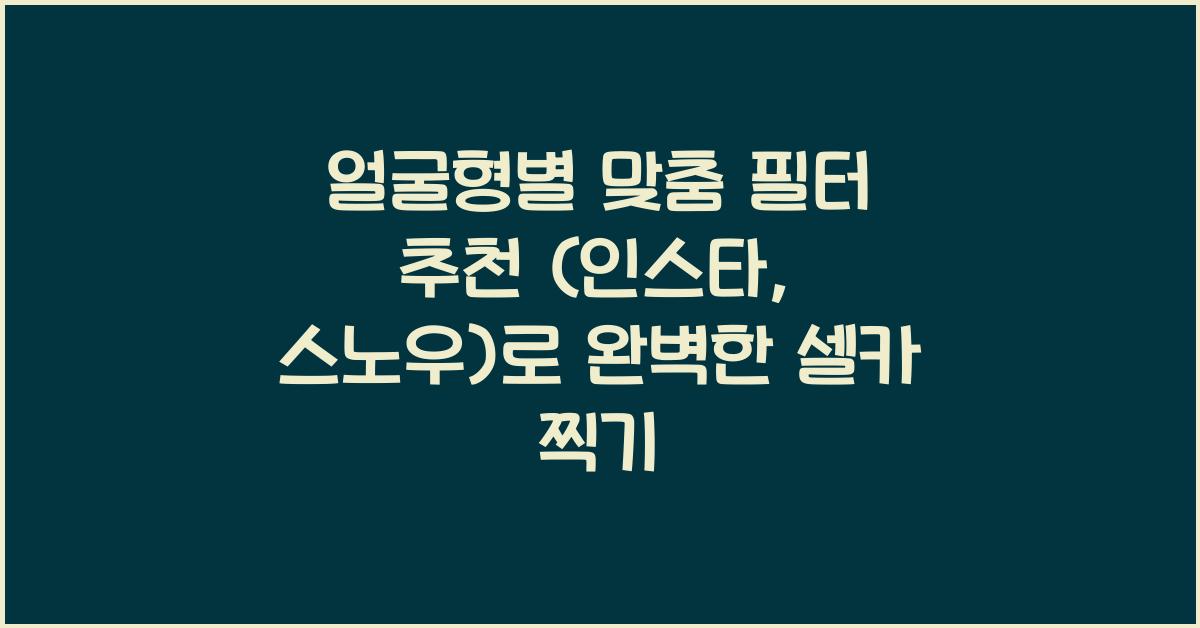얼굴형별 맞춤 필터 추천 (인스타, 스노우)