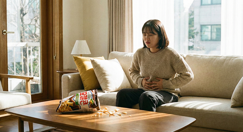 장 건강 좋아지는 법이 필요한 잘못된 식습관, 속 더부룩함, 소화 불량 이미지