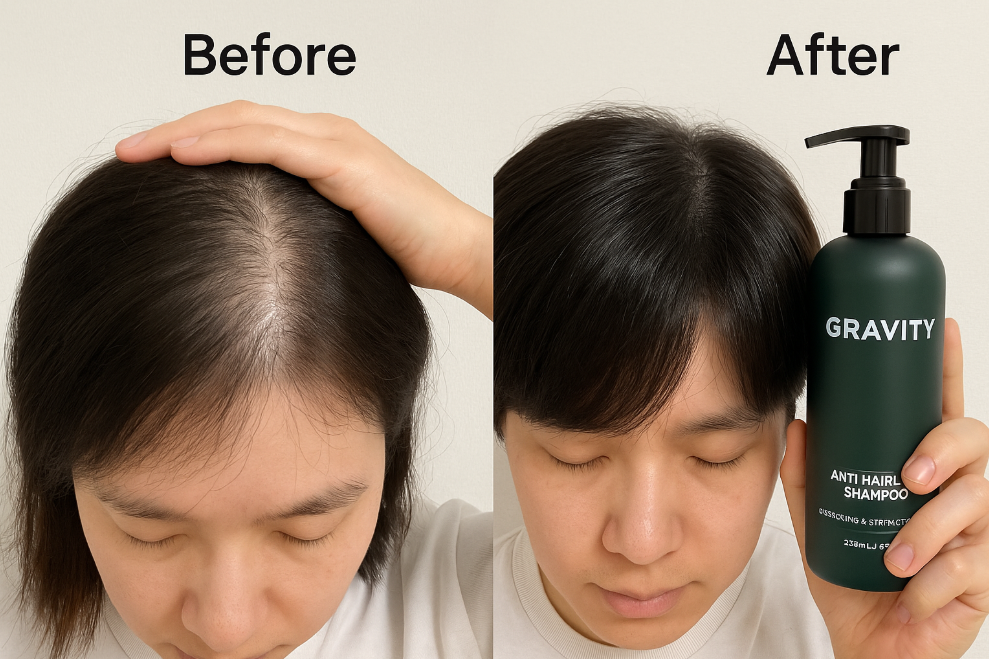 머리숱 고민 끝! 실제 효과 본 탈모샴푸 그래비티 사용 후기