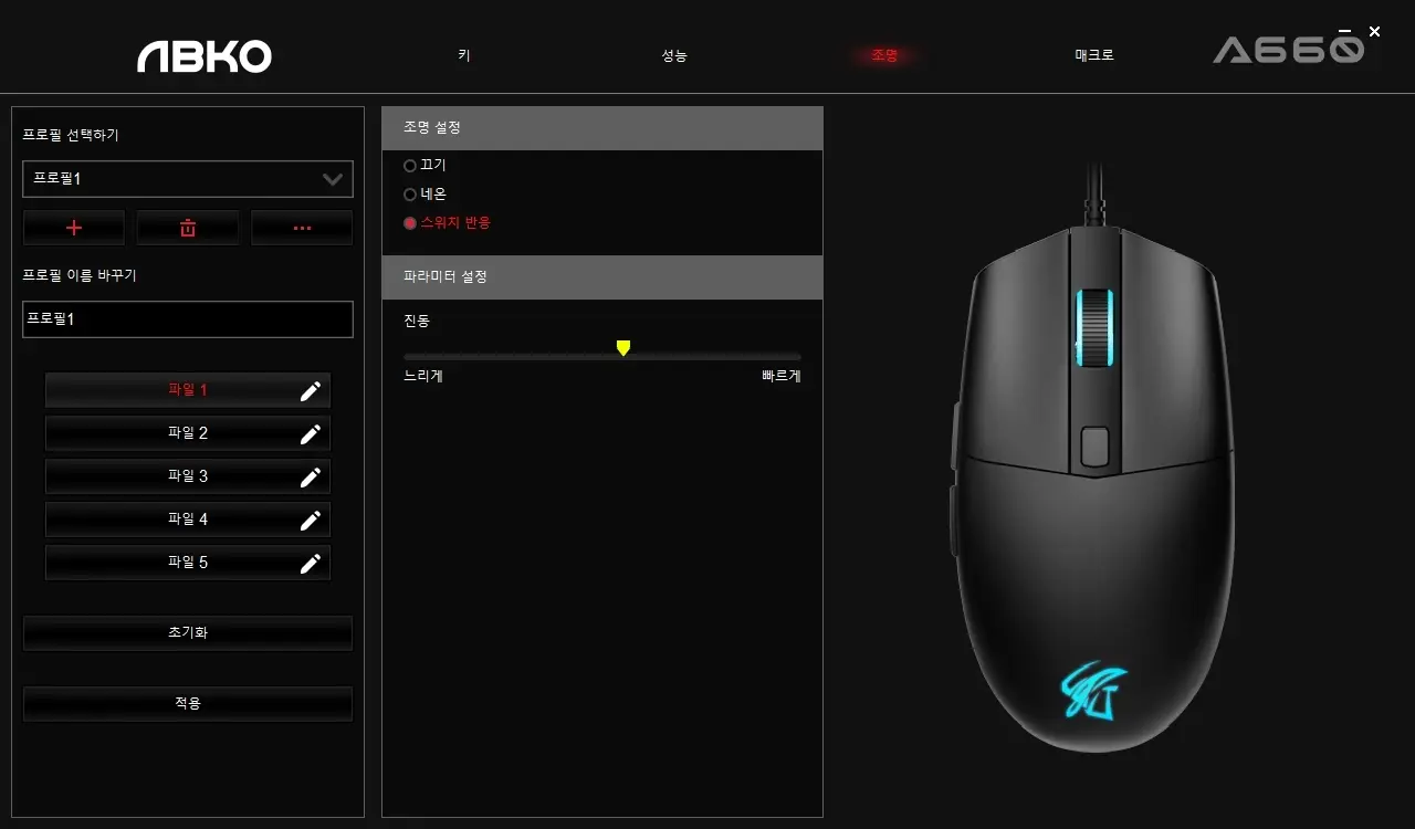 앱코 A660 3325 조명