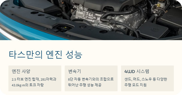 타스만의 엔진 성능