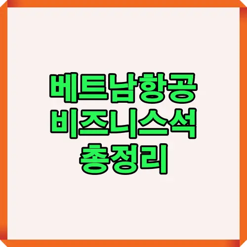 베트남항공 비즈니스 클래스 좌석 구조와 기내 환경 인포그래픽