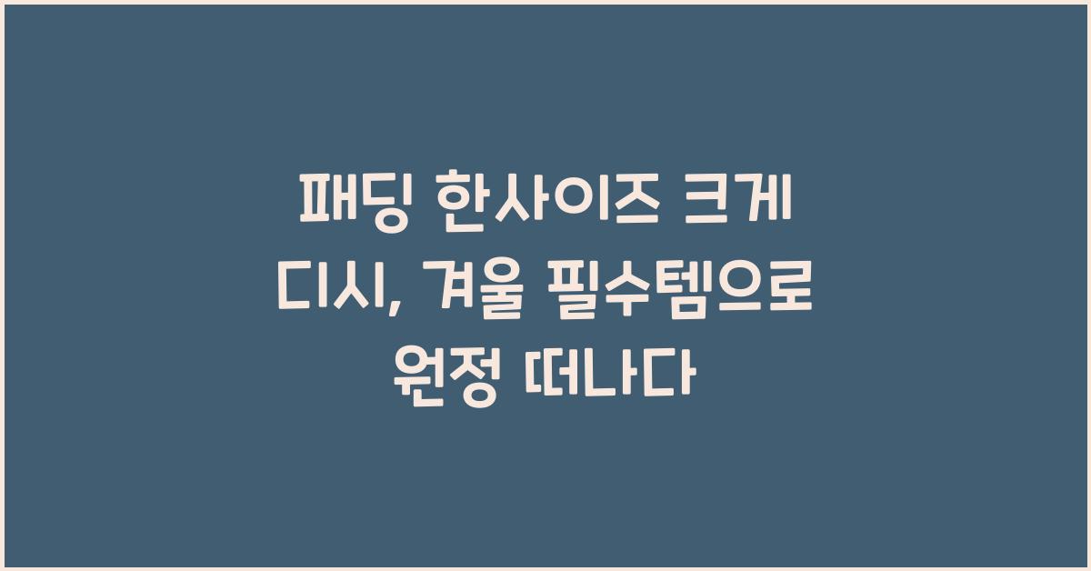 패딩 한사이즈 크게 디시