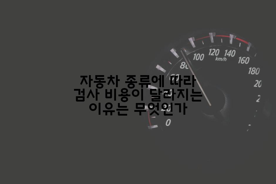 자동차 종류에 따라 검사 비용이 달라지는 이유는 무엇인가