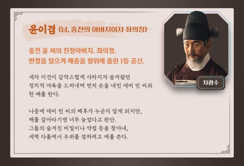 세자가 사라졌다에서 윤이겸 역의 차광수