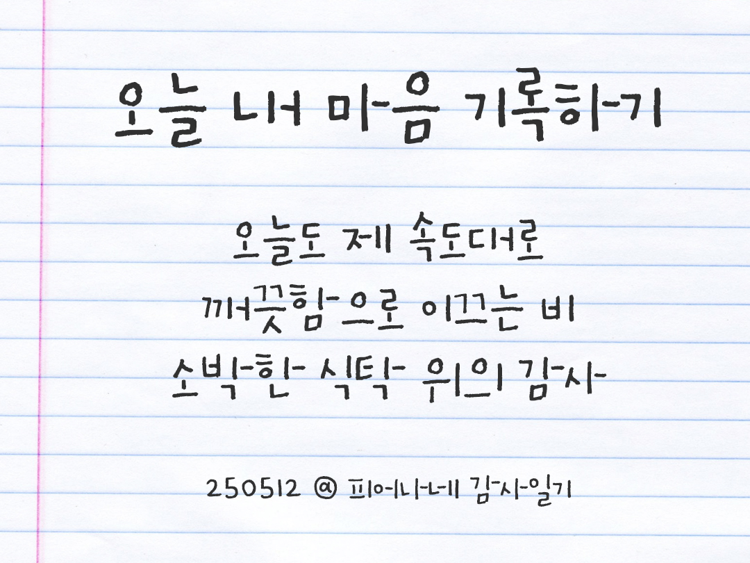 25년 5월 12일 오늘 내 마음 기록하기 감사노트, 감사를 통해 발견한 행복, 오늘 감사한 순간들 by 피어나네 감사일기