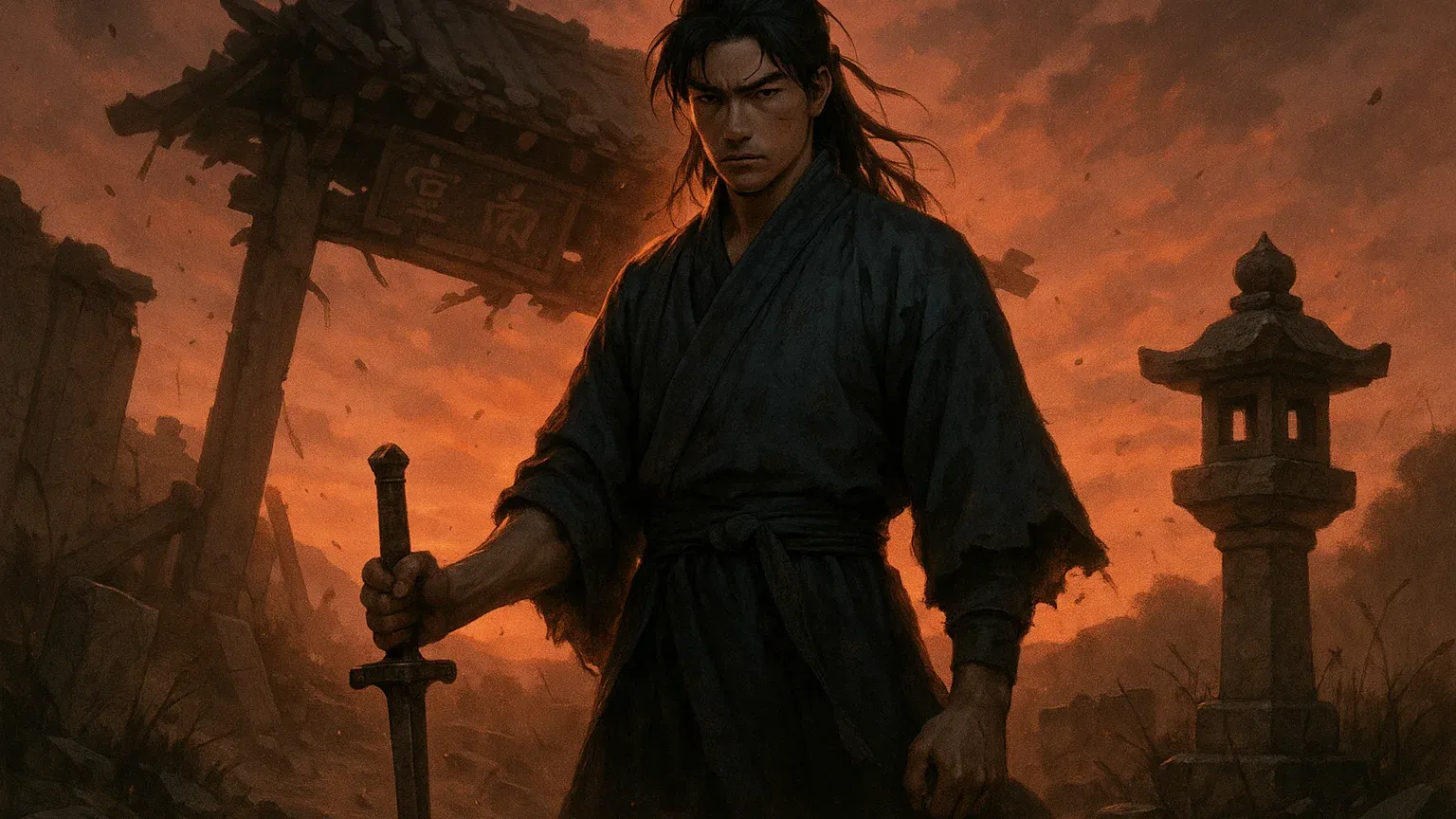 몰락한 종남파를 배경으로, 굳은 의지를 다지는 젊은 장문인 진산월의 모습을 그린 웹툰 대표 이미지