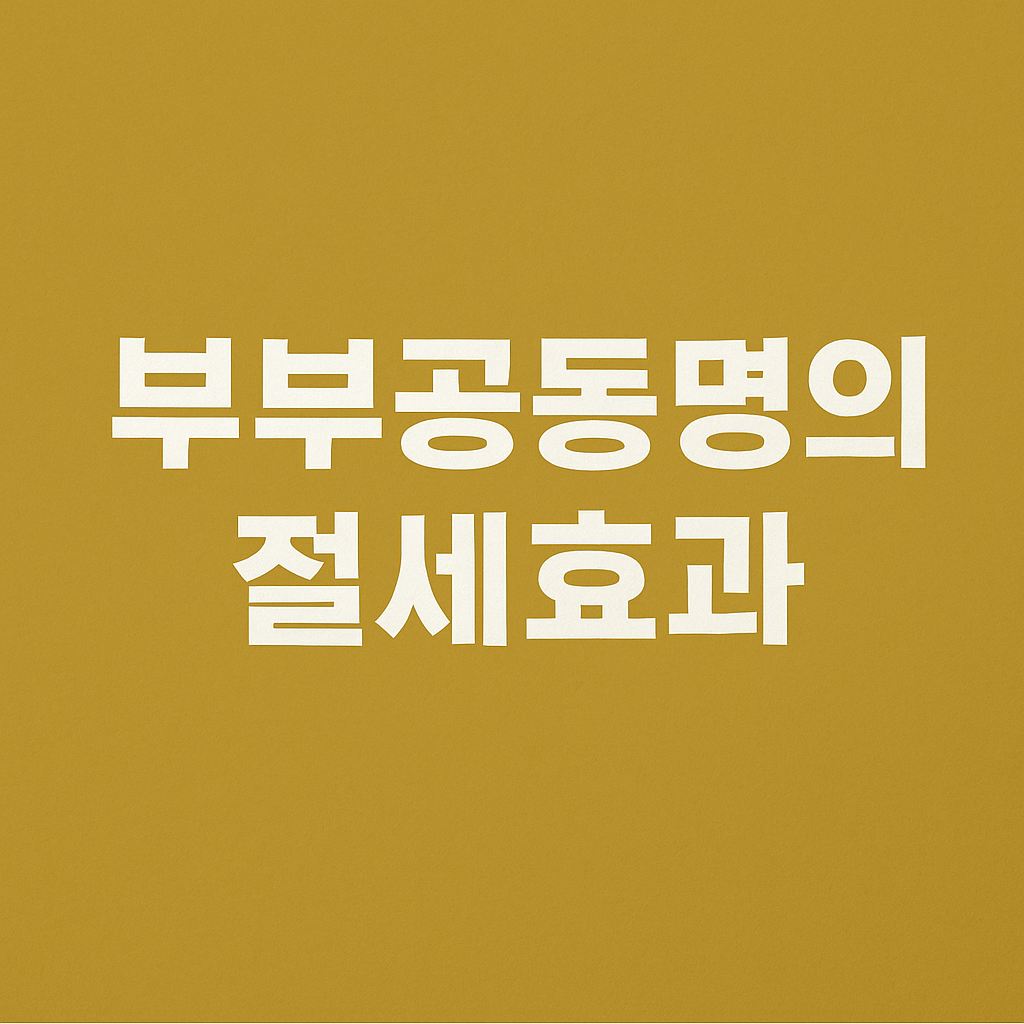 부부 공동명의 절세 효과 완벽 가이드