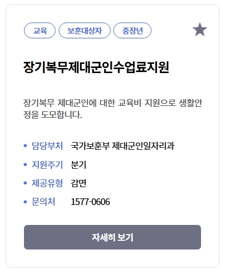 장기복무제대군인수업료지원