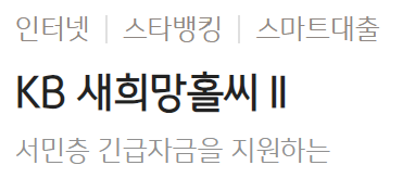 국민은행 새희망홀씨대출