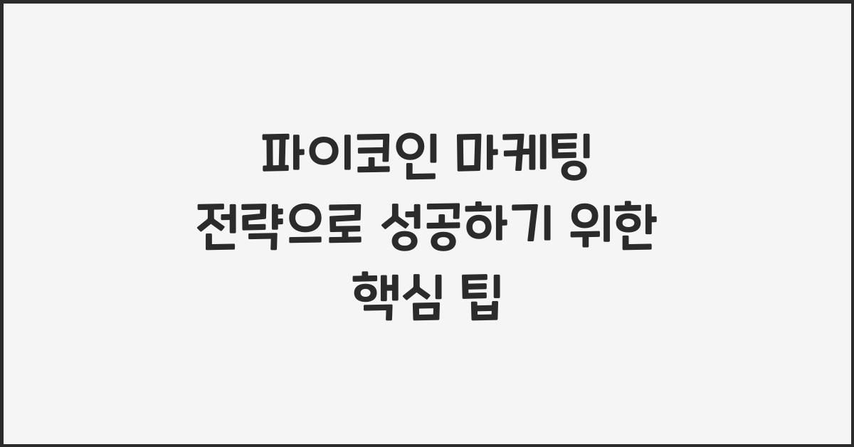 파이코인 마케팅 전략