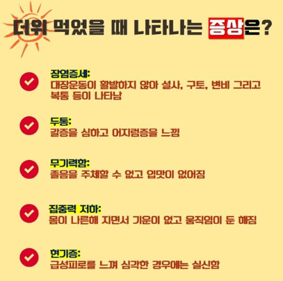 더위 먹었을때 증상 열 구토 근육통 어지러움 몸살 약 병원 총정리 1