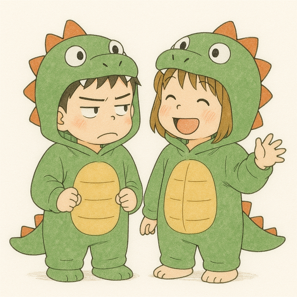 말썽꾸러기 공룡 잠옷 남매