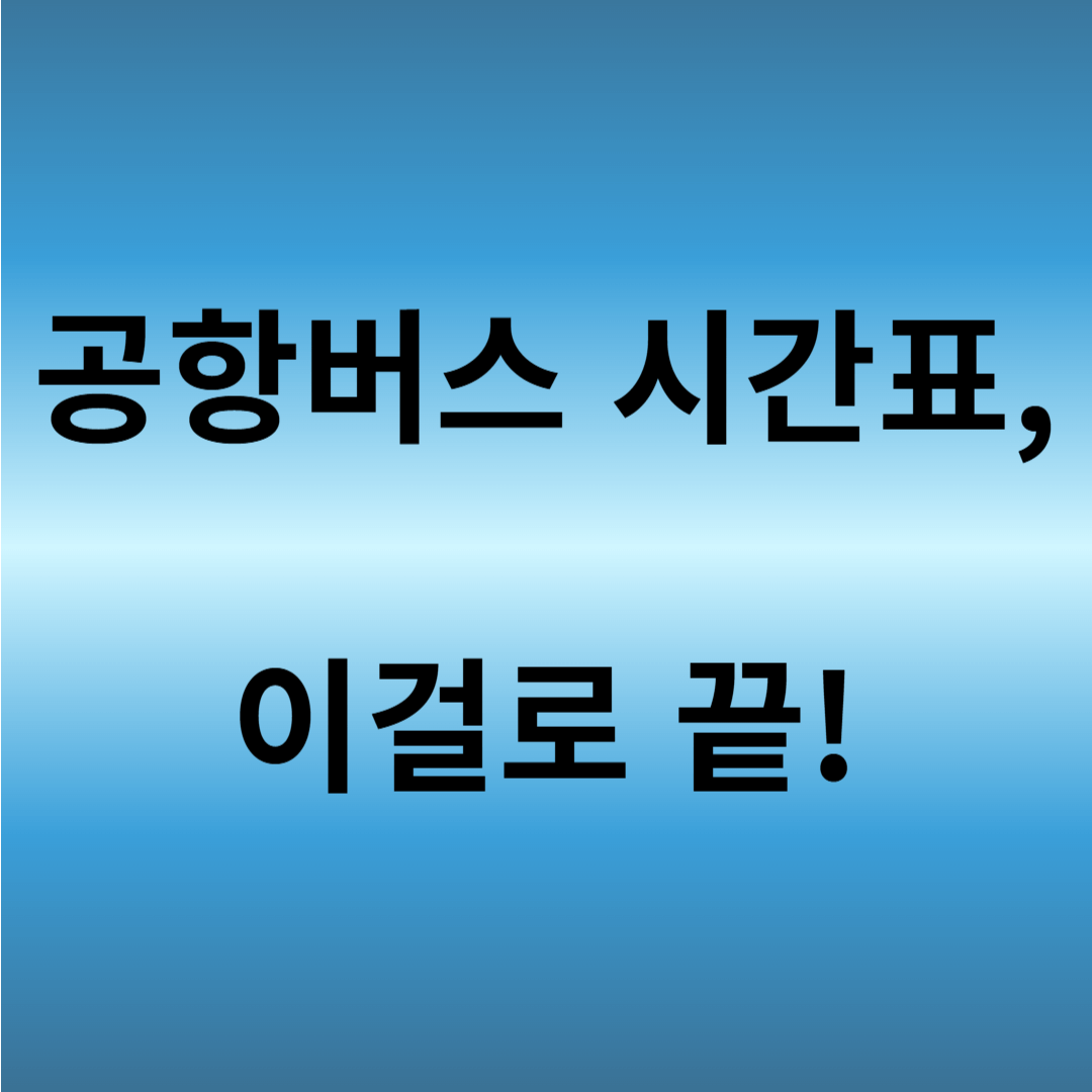 인천 공항버스 시간표