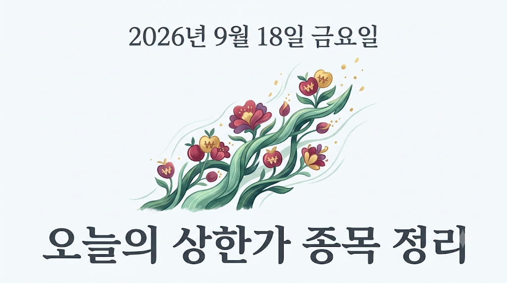 2026년 9월 18일 오늘의 상한가 종목 정리하기 이미지 썸네일
