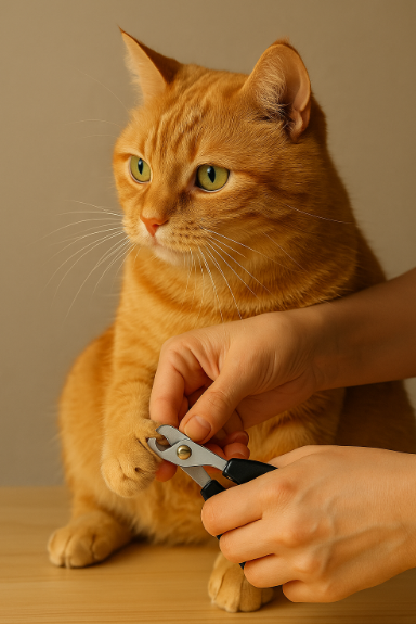 발톱 정리 중인 고양이