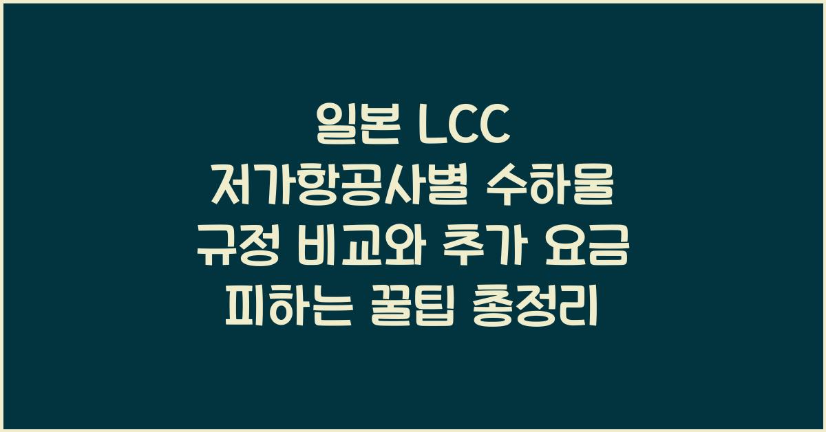 일본 LCC 저가항공사별 수하물 규정 비교 추가 요금 피하는 법