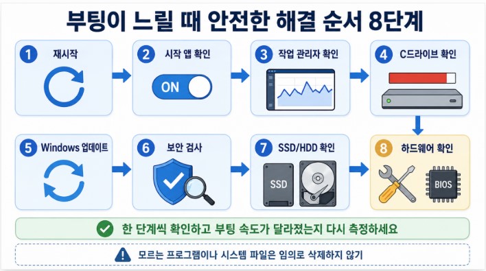 느린 Windows 부팅 해결 8단계